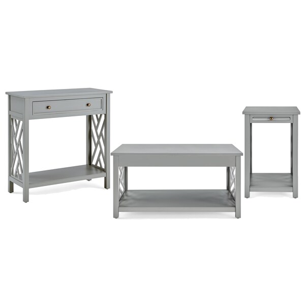 Alaterre Furniture Coventry 36" Coffee Table, End Table with Tray and Console/TV Table, Color: Gray ANCT02141840 - main